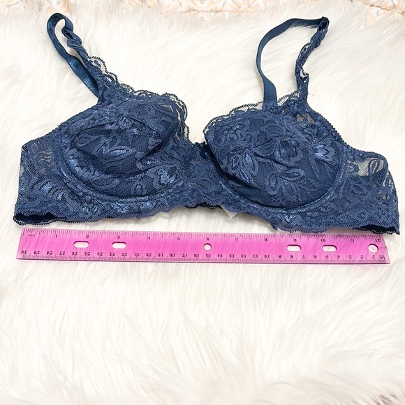 Women's Navy Blue Wired Lace Bra - Picture 6 of 6